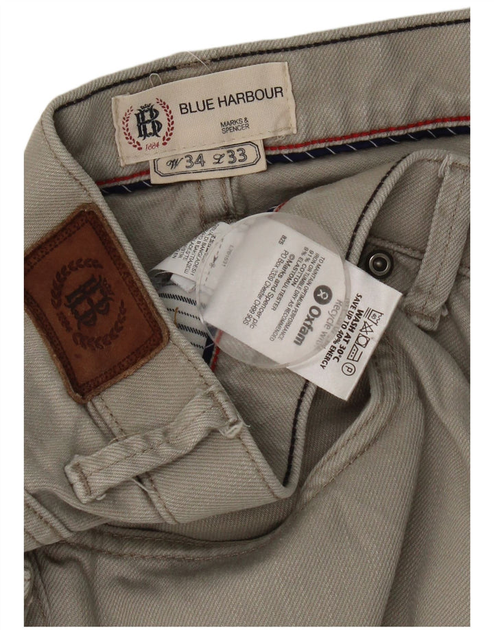 Marks & Spencer Mens Blue Harbour Straight Jeans W34 L33 Grey Cotton
