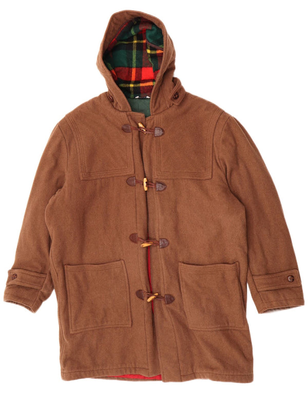 Faciba Mens Hooded Duffle Coat IT 54 2XL Brown Wool