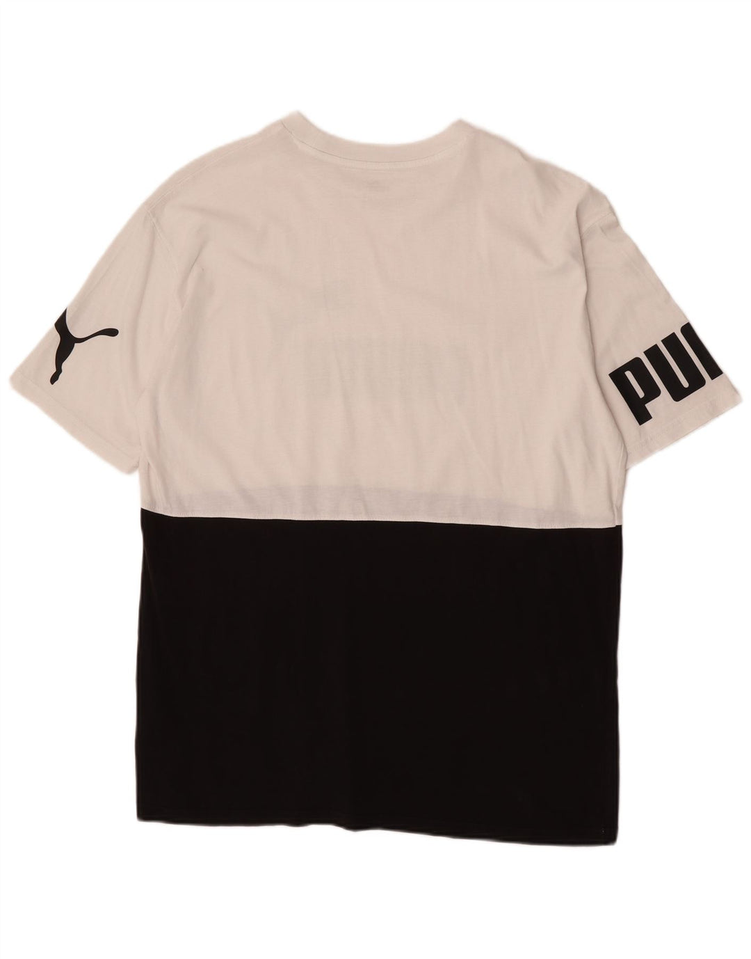 Puma Mens Graphic T-Shirt Top Medium Black Colourblock Cotton