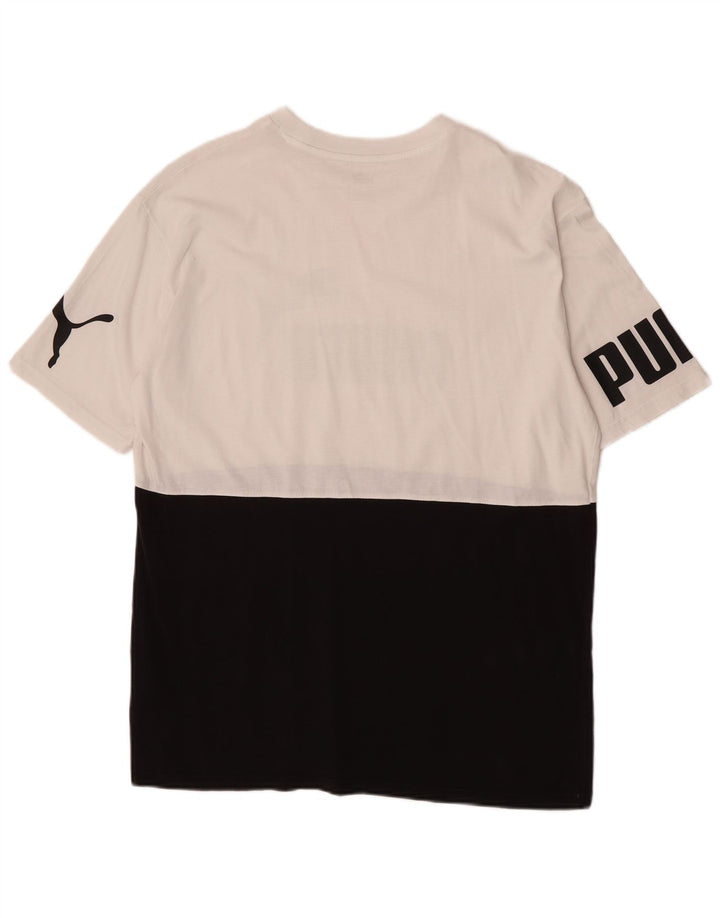 Puma Mens Graphic T-Shirt Top Medium Black Colourblock Cotton