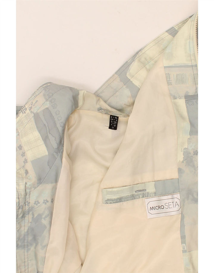 VINTAGE Womens Abstract Pattern Utility Jacket Size 52 4XL Blue Silk Vintage Vintage and Second-Hand Vintage from Messina Hembry 