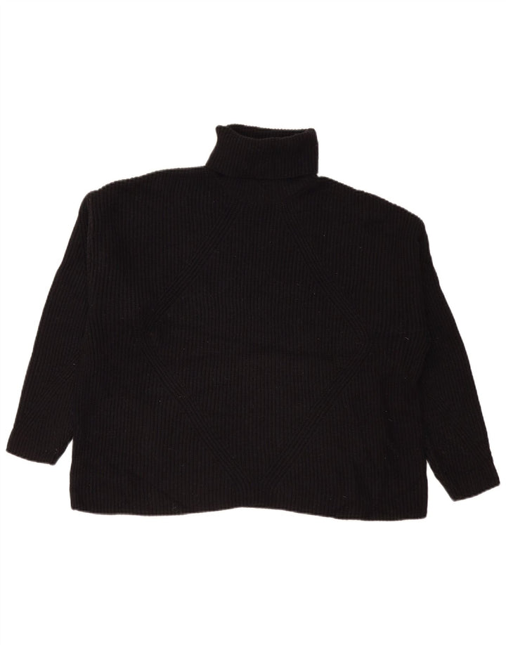 Marks & Spencer Womens Oversized Roll Neck Jumper Sweater UK 16 Large Black