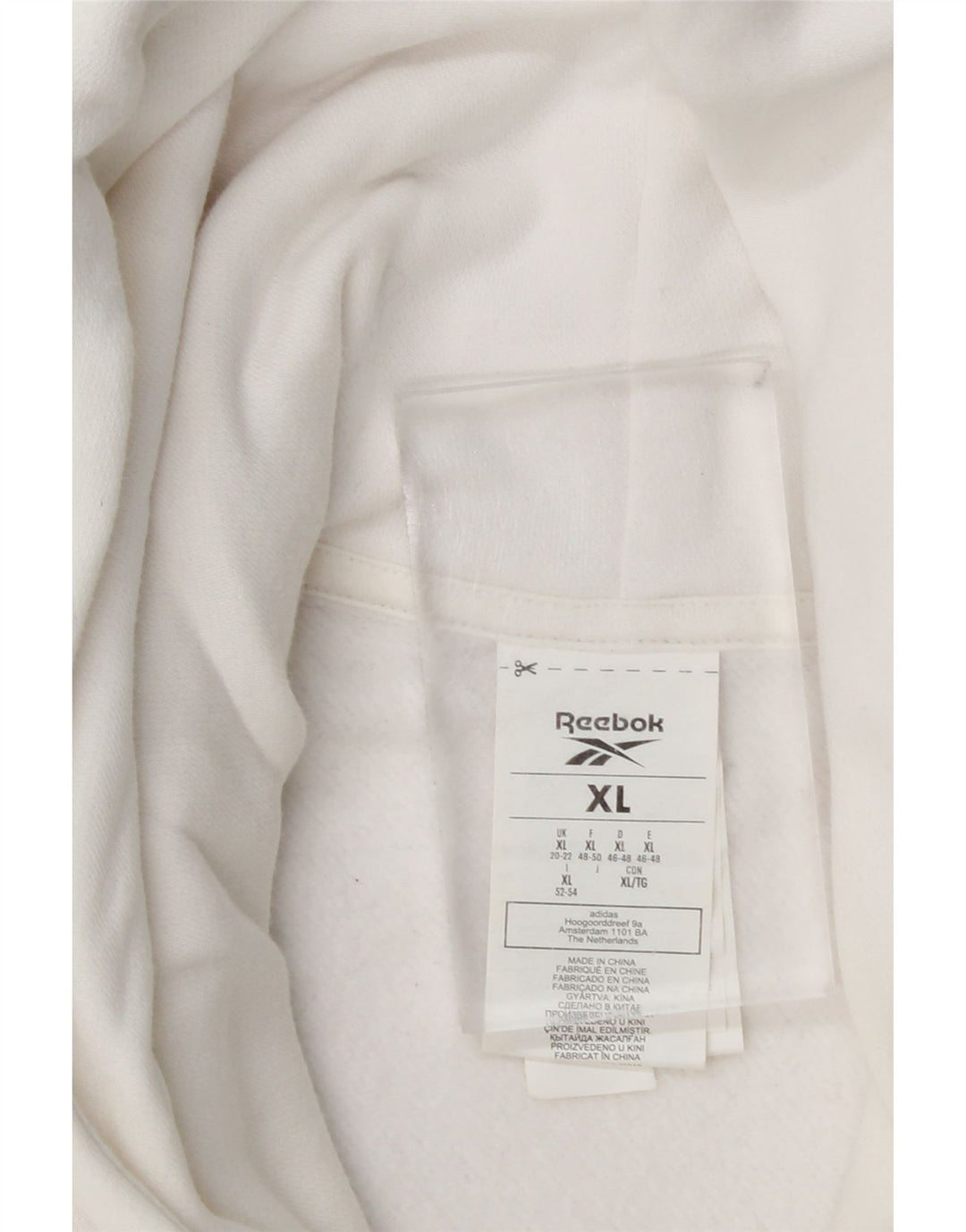 REEBOK Womens Oversized Hoodie Jumper UK 20/22 XL White Cotton