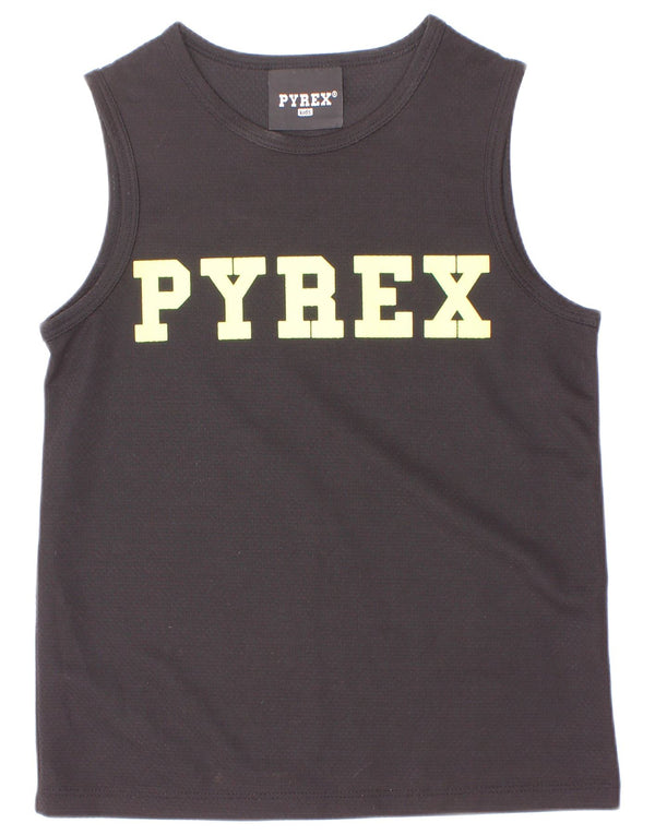 Pyrex Boys Graphic Vest Top 10-11 Years Small Black Polyester