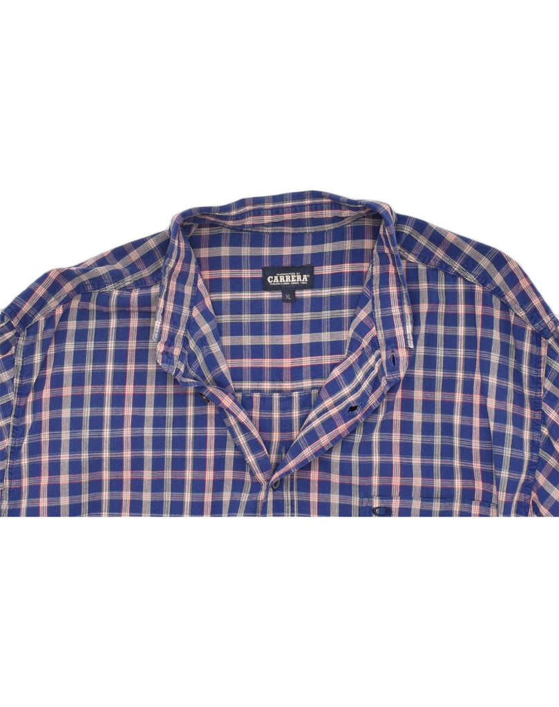 CARRERA Mens Shirt XL Blue Check Cotton | Vintage | Thrift | Second-Hand | Used Clothing | Messina Hembry 