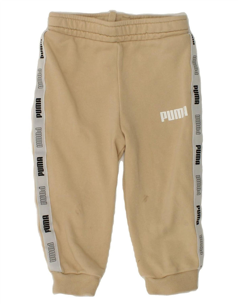 PUMA Baby Boys Joggers Tracksuit Trousers 12-18 Months Beige Cotton | Vintage Puma | Thrift | Second-Hand Puma | Used Clothing | Messina Hembry 