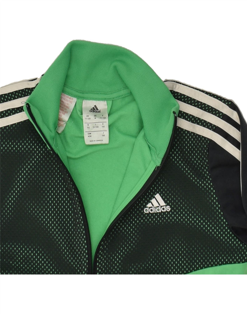 ADIDAS Boys Tracksuit Top Jacket 11-12 Years Medium Green Colourblock | Vintage Adidas | Thrift | Second-Hand Adidas | Used Clothing | Messina Hembry 