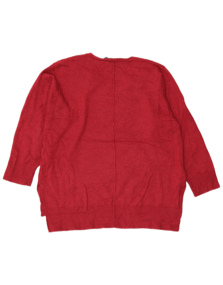 FRENCH CONNECTION Womens V-Neck Jumper Sweater UK 10 Small Burgundy