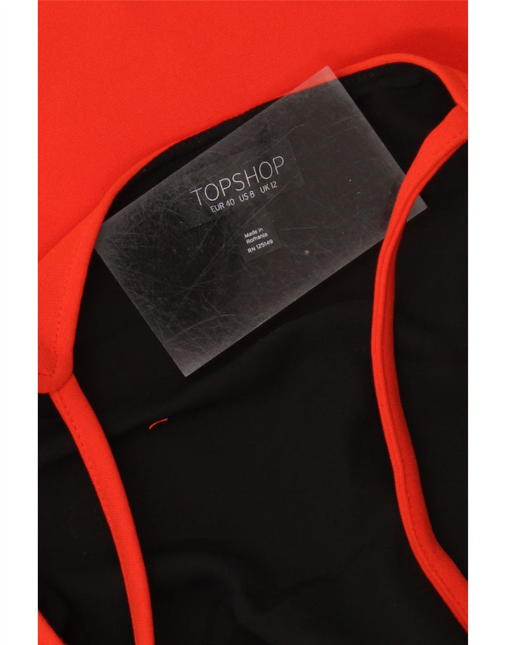 TOPSHOP Womens Sleeveless Blouse Top UK 12 Medium Red Polyester Vintage Topshop and Second-Hand Topshop from Messina Hembry 