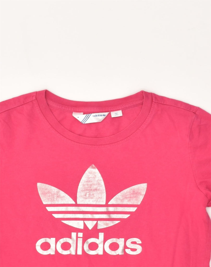 ADIDAS Womens Graphic T-Shirt Top EU 36 Small Pink Cotton | Vintage Adidas | Thrift | Second-Hand Adidas | Used Clothing | Messina Hembry 