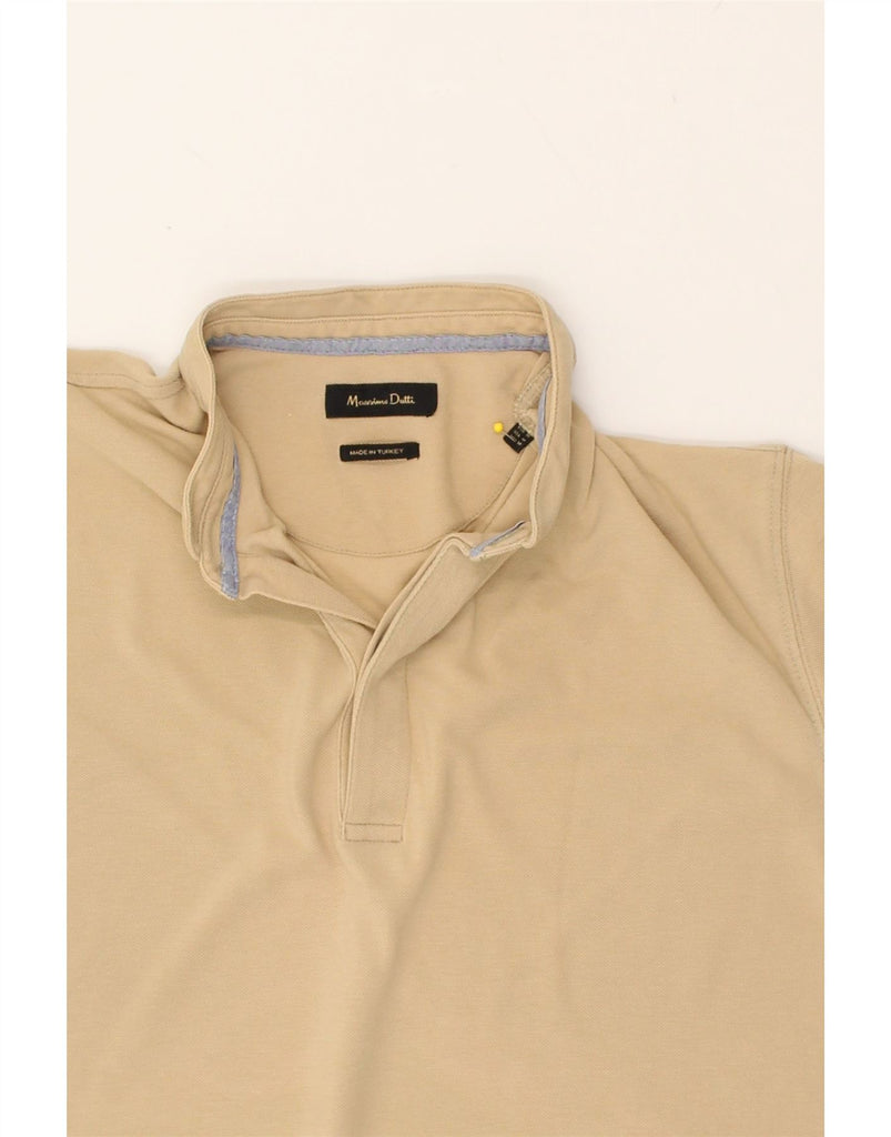 MASSIMO DUTTI Mens Polo Shirt Medium Beige | Vintage Massimo Dutti | Thrift | Second-Hand Massimo Dutti | Used Clothing | Messina Hembry 