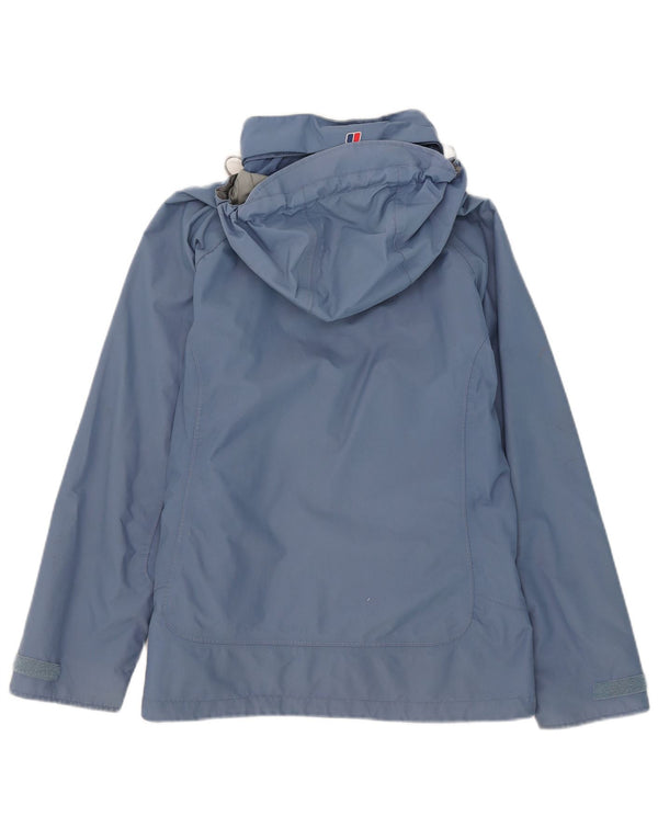 Berghaus Womens Hooded Rain Jacket UK 12 Medium Blue Nylon