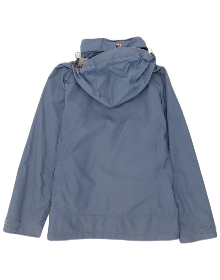 Berghaus Womens Hooded Rain Jacket UK 12 Medium Blue Nylon