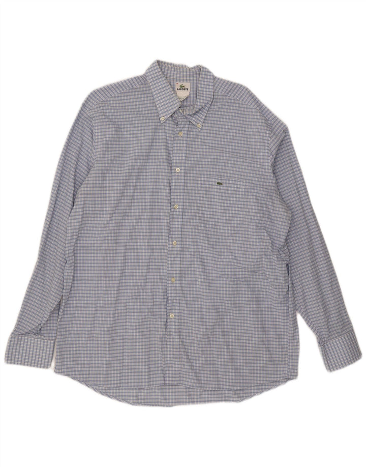 Lacoste Mens Shirt Size 46 2XL Blue Gingham Cotton