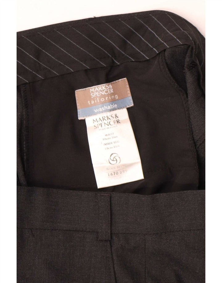 Marks & Spencer Mens Tailored Straight Chino Trousers W36 L27 Black