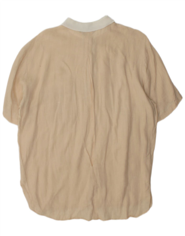Emanuel Ungaro Mens Short Sleeve Pullover Shirt Large Beige Colourblock