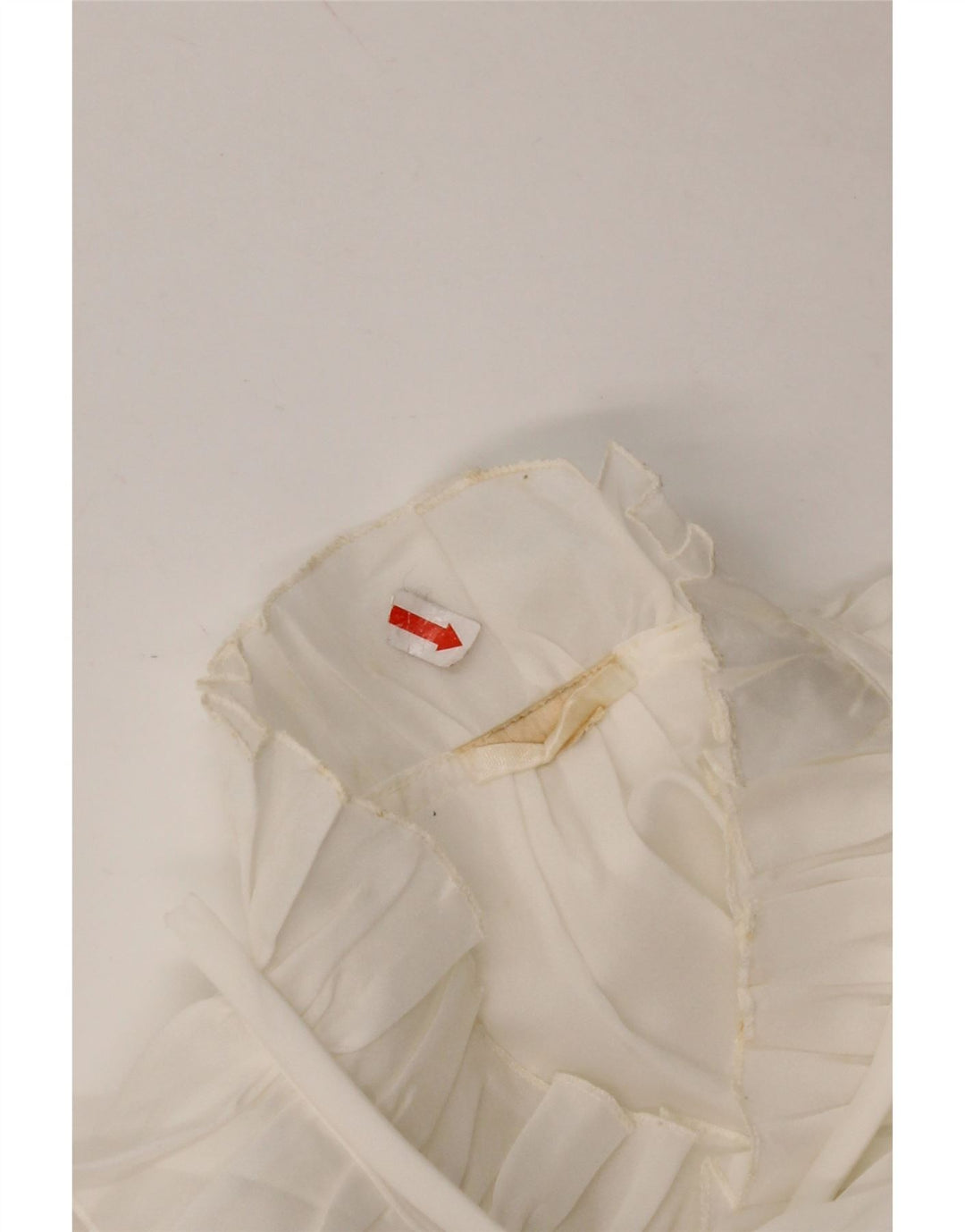 VINTAGE Womens Ruffle Front Shirt Blouse UK 16 Large White