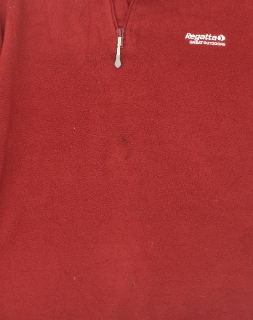 REGATTA Mens Zip Neck Fleece Jumper Medium Red Polyester | Vintage Regatta | Thrift | Second-Hand Regatta | Used Clothing | Messina Hembry 