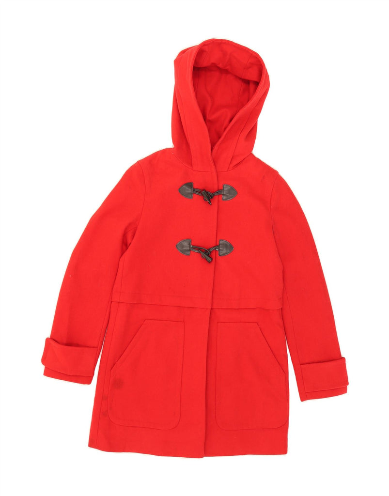 BENETTON Womens Hooded Duffle Coat UK 6 XS Red Wool Vintage Benetton and Second-Hand Benetton from Messina Hembry 