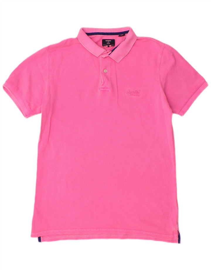 SUPERDRY Mens Polo Shirt Medium Pink Cotton