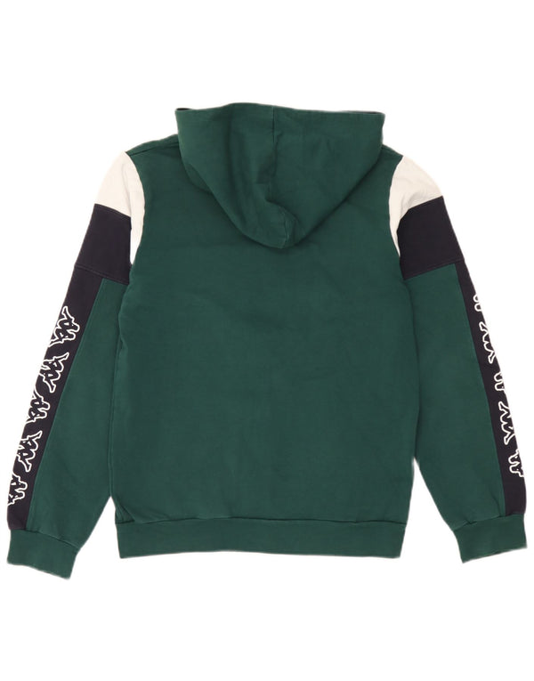 Kappa Boys Graphic Hoodie Jumper 15-16 Years Green Colourblock Cotton