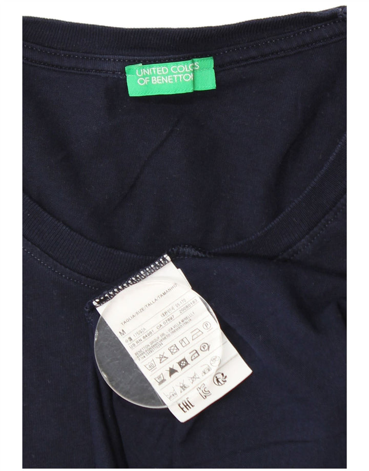 Benetton Mens T-Shirt Top Medium Navy Blue Cotton