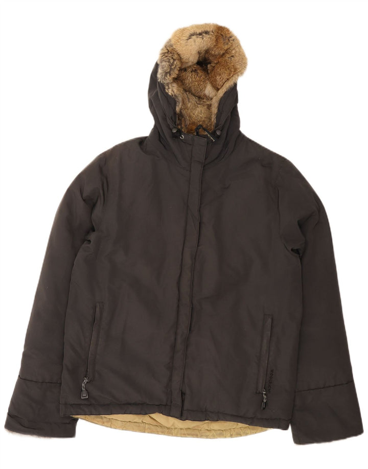 Woolrich Womens Hooded Padded Jacket UK 14 Medium Black Nylon