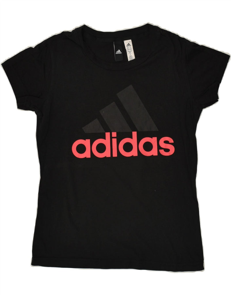 ADIDAS Womens Graphic T-Shirt Top UK 8/10 Small Black Cotton | Vintage Adidas | Thrift | Second-Hand Adidas | Used Clothing | Messina Hembry 