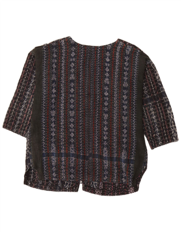 VINTAGE Womens 3/4 Sleeve Shirt Blouse UK 18 XL Black Striped