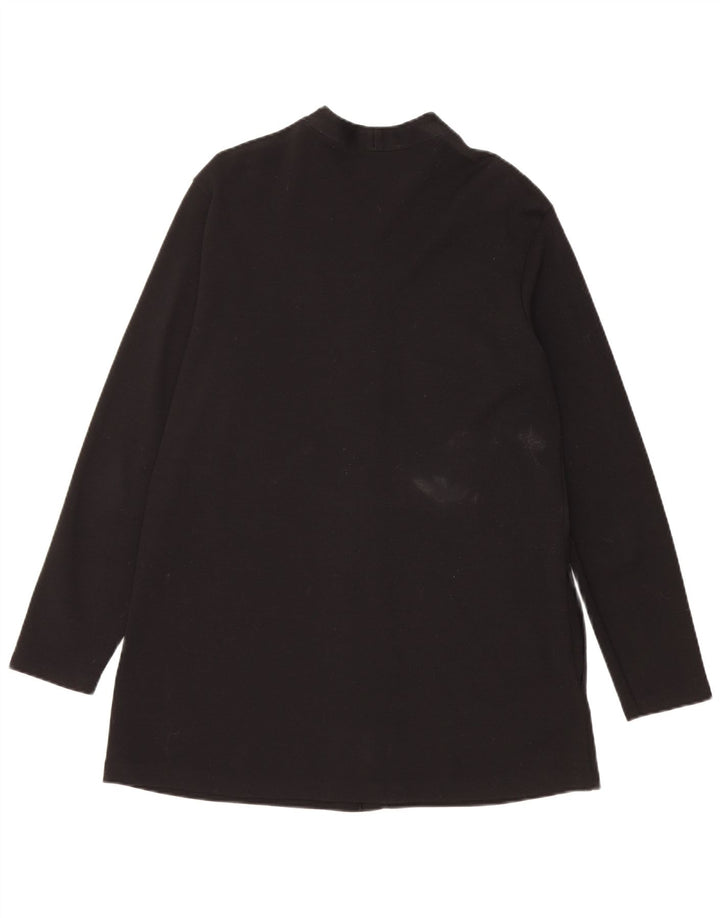 Benetton Womens Longline Open Cardigan Sweater UK 14 Medium Black Wool