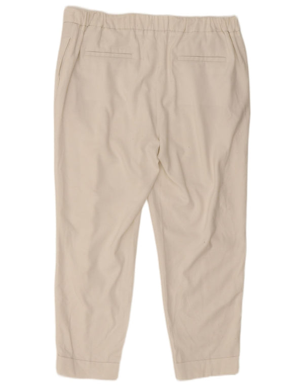 Marks & Spencer Womens Tapered Cropped Trousers UK16 Large W34 L25 White
