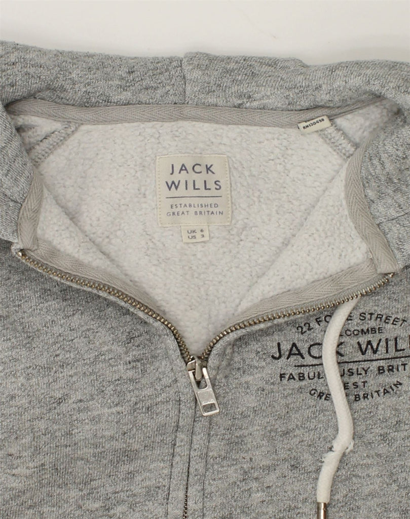 JACK WILLS Womens Zip Hoodie Sweater UK 6 XS Grey Flecked Polyester | Vintage Jack Wills | Thrift | Second-Hand Jack Wills | Used Clothing | Messina Hembry 