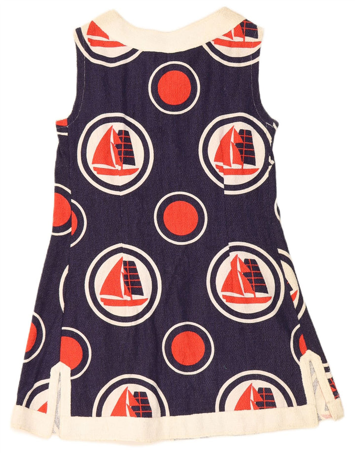 Luna Womens Sleeveless A-Line Dress IT 44 Medium Navy Blue Geometric
