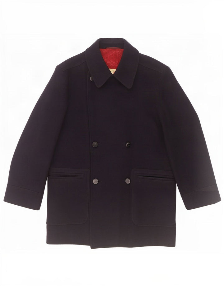 RED'S Mens Double Breasted Coat IT 50 Large Navy Blue Wool
