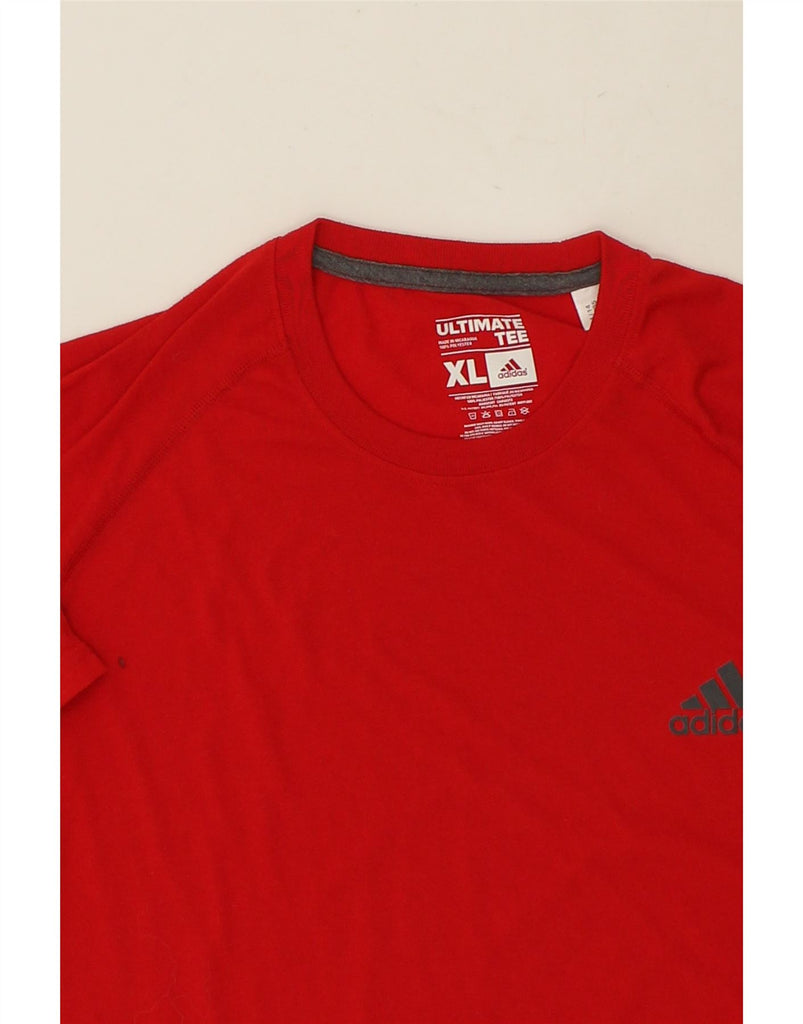 ADIDAS Mens T-Shirt Top XL Red Polyester | Vintage Adidas | Thrift | Second-Hand Adidas | Used Clothing | Messina Hembry 