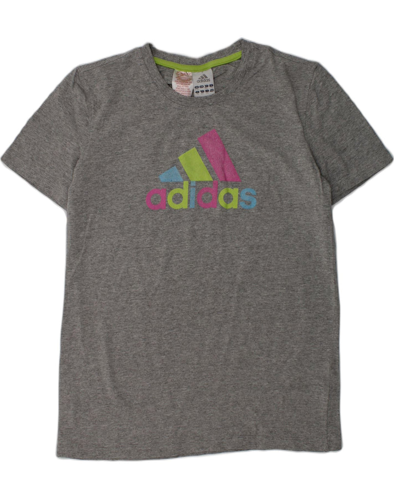 ADIDAS Girls Graphic T-Shirt Top 15-16 Years Grey Cotton | Vintage Adidas | Thrift | Second-Hand Adidas | Used Clothing | Messina Hembry 