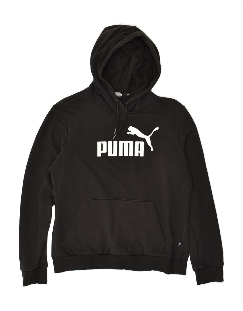 PUMA Mens Graphic Hoodie Jumper Large Black | Vintage Puma | Thrift | Second-Hand Puma | Used Clothing | Messina Hembry 