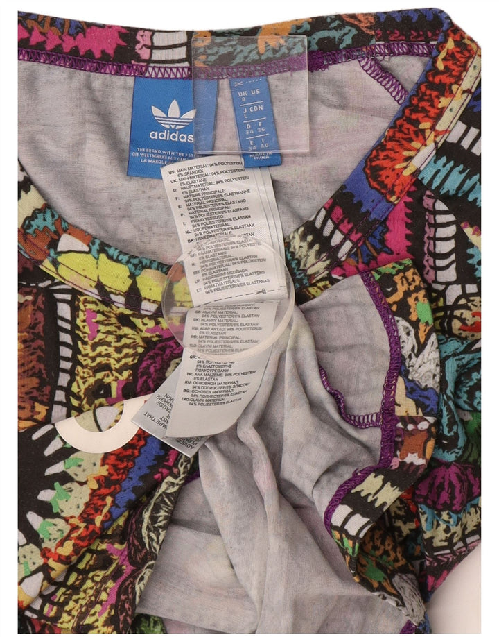 ADIDAS Womens Graphic Top Long Sleeve UK 8 Small Multicoloured Patchwork