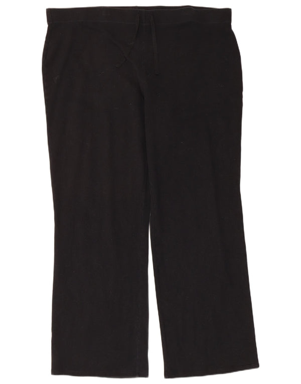 Marks & Spencer Womens Wide Leg Tracksuit Trousers UK 22 3XL  Black Cotton