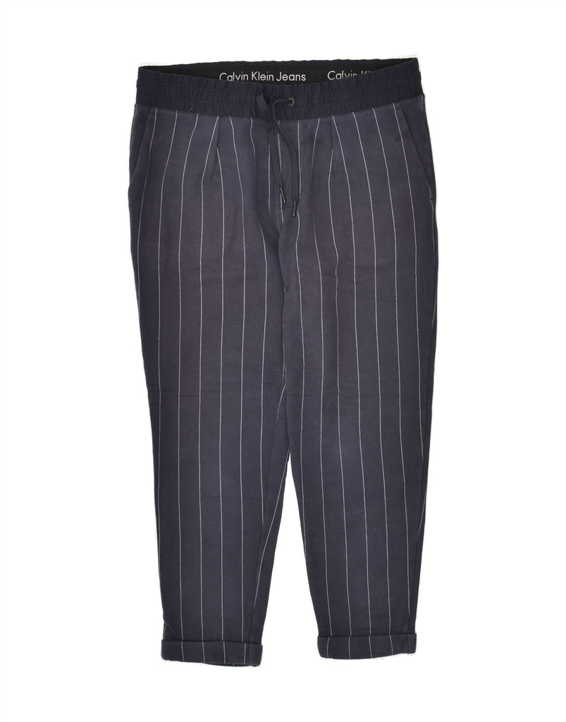 CALVIN KLEIN Mens Tracksuit Trousers Small Navy Blue Striped Cotton | Vintage Calvin Klein | Thrift | Second-Hand Calvin Klein | Used Clothing | Messina Hembry 