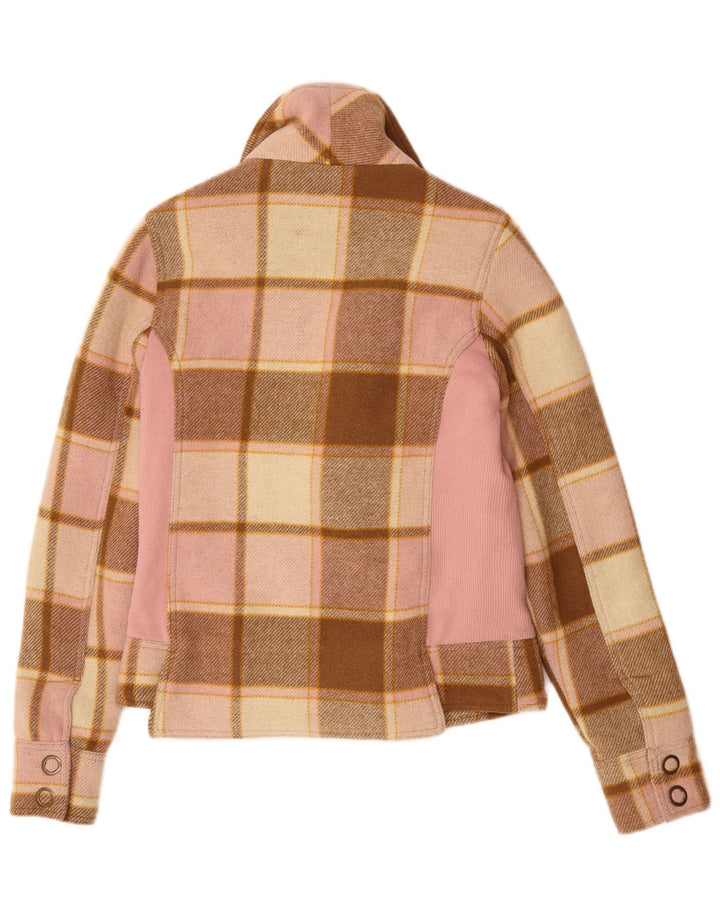 Womens Short Overcoat UK 10 Small Multicoloured Check Acrylic