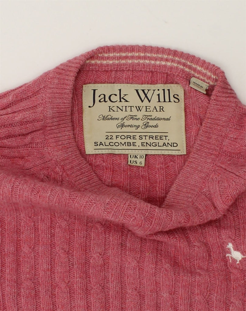 JACK WILLS Womens Crew Neck Jumper Sweater UK 10 Small  Pink Lambswool | Vintage Jack Wills | Thrift | Second-Hand Jack Wills | Used Clothing | Messina Hembry 