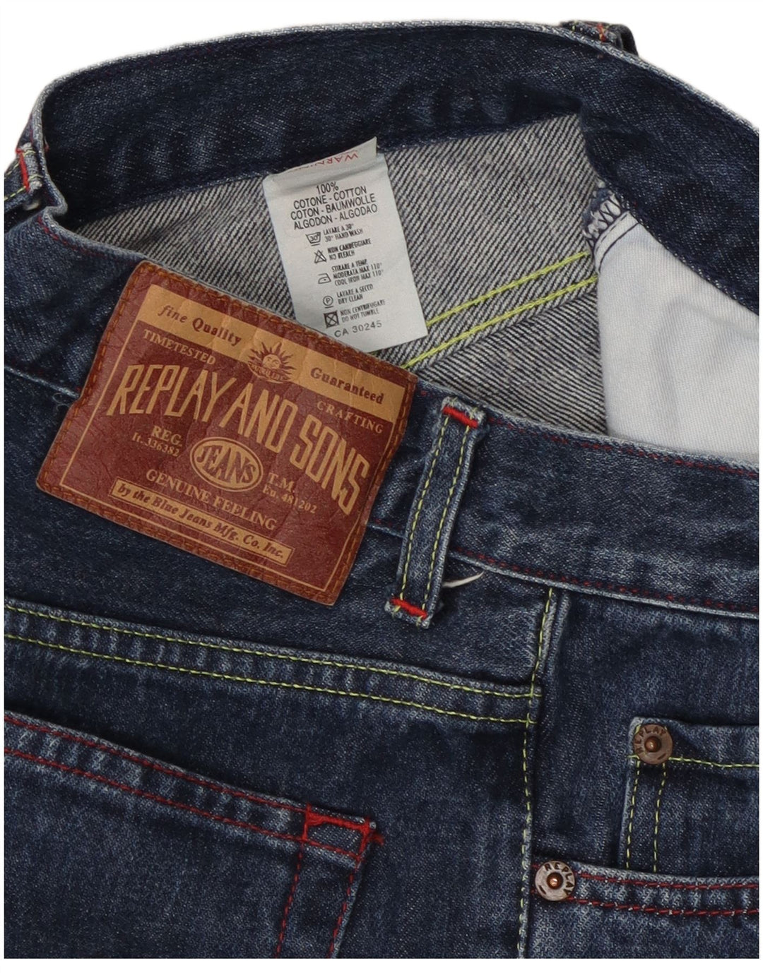 Replay Womens Straight Jeans W25 L32 Blue Cotton