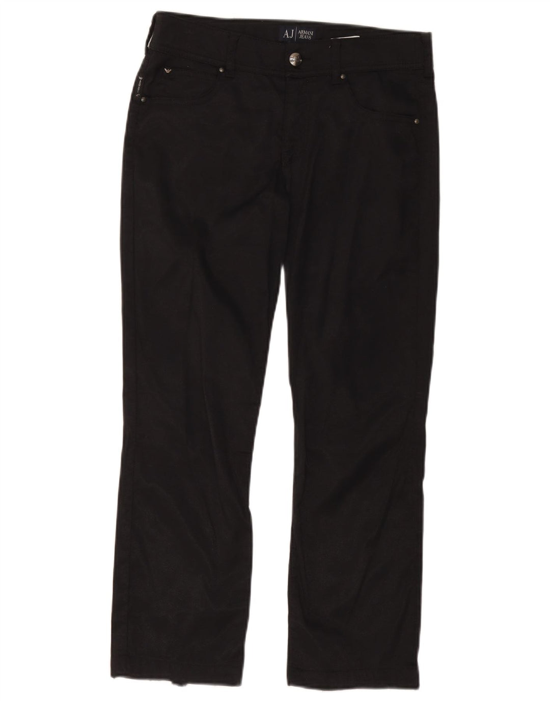 Armani Womens Straight Casual Trousers W28 L24 Black Polyamide