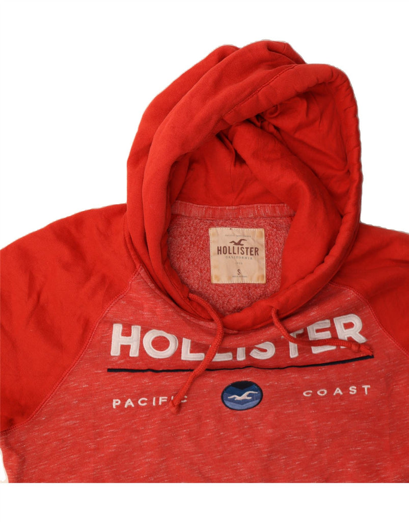 HOLLISTER Mens Graphic Hoodie Jumper Small Red Flecked Cotton Vintage Hollister and Second-Hand Hollister from Messina Hembry 