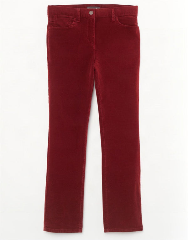Marks & Spencer Womens Corduroy Trousers UK 10 Small W32 L30 Burgundy