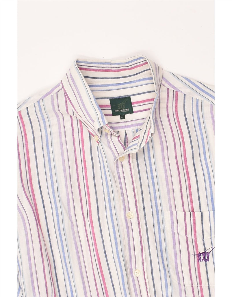 HENRY COTTONS Mens Shirt Size 41 Large Multicoloured Striped Cotton | Vintage Henry Cottons | Thrift | Second-Hand Henry Cottons | Used Clothing | Messina Hembry 