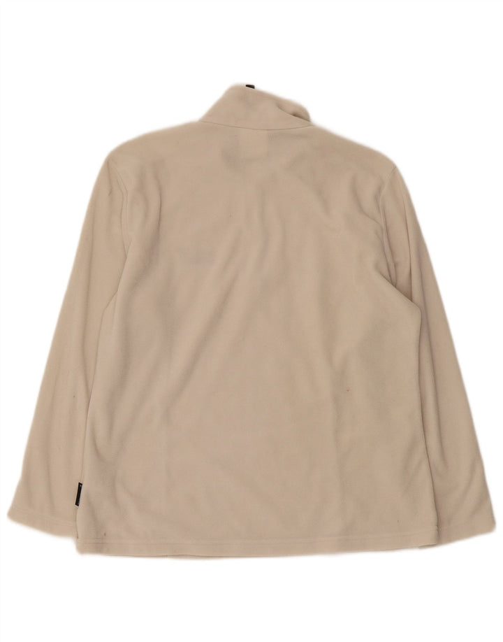 JACK WOLFSKIN Womens Zip Neck Fleece Jumper UK 16 Large Beige Polyester