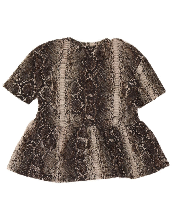 Zara Womens Trafaluc Blouse Top UK 10 Small Brown Animal Print Polyester