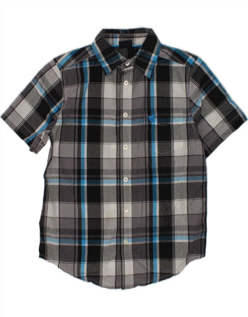 WRANGLER Boys Short Sleeve Shirt 7-8 Years Medium Grey Check Cotton | Vintage Wrangler | Thrift | Second-Hand Wrangler | Used Clothing | Messina Hembry 